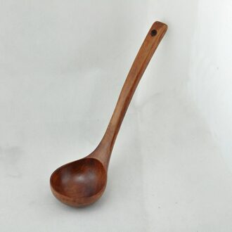 5 Pcs Houten Lange Handvat Soeplepel Natuurlijke Ronde Lepels Voor Soep Koken Mengen Stirrer Keuken Werktuigen