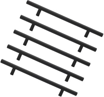 5 Pcs Kabinet Handles Zwart Matte Roestvrij Stalen Meubelen Garderobe Deurknoppen Voor Keuken Slaapkamer Thuis