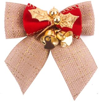 5 Pcs Kerst Bows Strik Met Bell Vrolijk Kerstfeest Xmas Bows Tie Kerstboom Ornament Voor Thuis Nieuwjaar decoratie 2