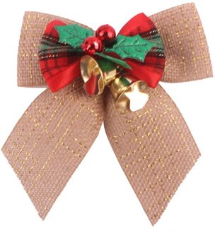 5 Pcs Kerst Bows Strik Met Bell Vrolijk Kerstfeest Xmas Bows Tie Kerstboom Ornament Voor Thuis Nieuwjaar decoratie 4