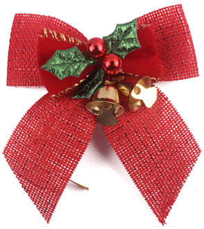 5 Pcs Kerst Bows Strik Met Bell Vrolijk Kerstfeest Xmas Bows Tie Kerstboom Ornament Voor Thuis Nieuwjaar decoratie 6