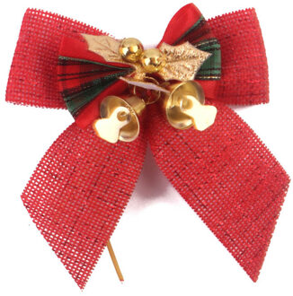 5 Pcs Kerst Bows Strik Met Bell Vrolijk Kerstfeest Xmas Bows Tie Kerstboom Ornament Voor Thuis Nieuwjaar decoratie 7