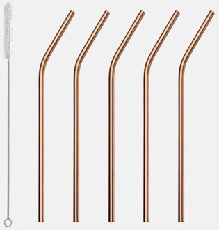 5 Pcs Kleurrijke Herbruikbare Rietje 304 Rvs Metalen Stro Met Cleaner Brush Voor Mokken 20/30Oz