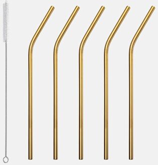 5 Pcs Kleurrijke Herbruikbare Rietje 304 Rvs Metalen Stro Met Cleaner Brush Voor Mokken 20/30Oz