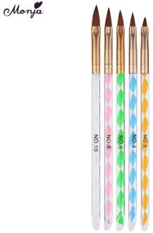 5 Pcs Kristal Gesneden Geschilderd Pen Spiraal Staaf Nail Pen Set Nail Art Acryl Uv Gel Carving Pen Borstels manicure Gereedschap TSLM1