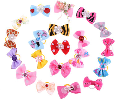 5 PCS Leuke Elastische Kat Puppy Little Bloem Bows Pet Hair Band Haar Touw Ring Hond Grooming Leuke Mooie Pet haar Accessoires