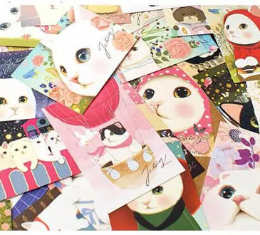 5 Pcs/lot cartoonish cat postcards Cat friends party invitation card New Year gift