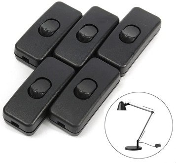 5 Pcs/lot Classic Black Inline ON/OFF Table Lamp Desk Light Cord Cable Switches