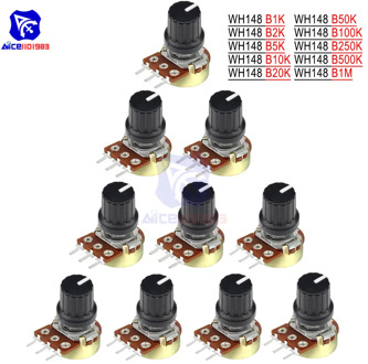 5 PCS/Lot Potentiometer Resistor 1K 2K 5K 10K 20K 50K 100K 500K Ohm 3 Pin Linear Taper Rotary Potentiometer for Arduino with Cap