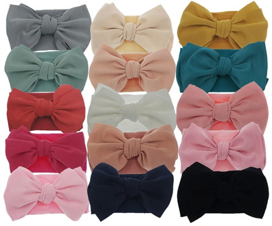 5 Pcs/lot Turban Bows Headband For Baby Girls Headwraps Elastic Toddler Nylon Headwear Baby Hair Accessories Bow Headband