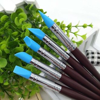 5 Pcs Nail Art Craft Aardewerk Klei Gereedschappen Rubber Pen Borstel Carving Sculptuur Sculpting Gereedschap Cake Oliën Graveren