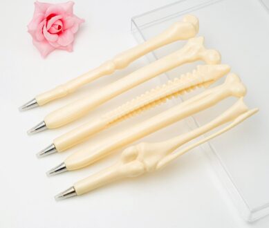 5 Pcs Novelty Pen Schrijven Levert Bone Vorm Balpen School Kantoorbenodigdheden Refill zwart