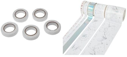 5 Pcs Roll Kant Lint Sticker Tape & 5 Pcs Gold Washi Tapel Chinese Stijl Masking Tape