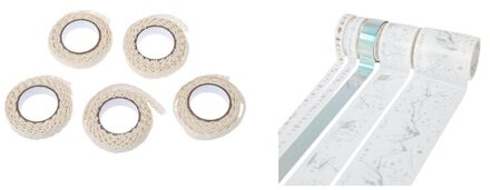 5 Pcs Roll Lint Decoratieve Sticker Tape & 5 Pcs Gold Washi Tapel Chinese Stijl Masking Tape