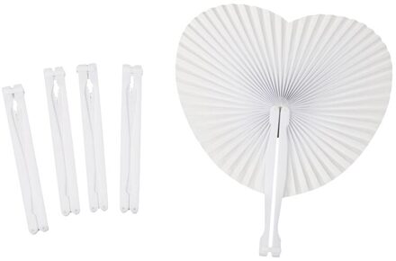 5 Pcs Romantische Hart Vorm Wedding Anniversary Hand Held Folding Papier Fan Party Hart Witte Blanco Papier foldin