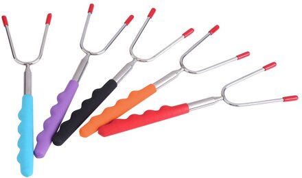 5 Pcs Roosteren Sticks Uitschuifbare Vork Camping Spiesjes Dog Telescopische Stok Barbecue Vork Bbq Gereedschap