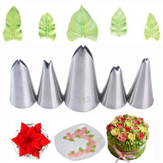 5 Pcs Set Bladeren Nozzles Rvs Icing Piping Nozzles Tips Gebak Tips Voor Cake Decorating Pastry Fondant Gereedschap