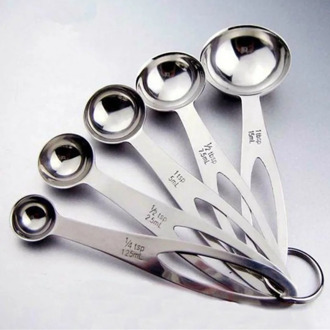 5 pcs/set Measuring Spoons Stainless Steel Seasoning Coffee Tea Measuring Spoons With Scale Bakery Tool Kitchen Supplies