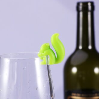 5 Pcs Siliconen Rode Wijn Glas Marker Eekhoorn Sticker Sucker Mark Glas Identificatie Perfect Voor Partijen 10 stk