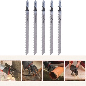 5 Pcs T301DL Hcs T-Schacht Jig Zaagbladen Set 132Mm 5 "6 Tpi Schoon Voor Hout