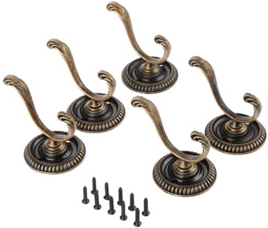 5 Pcs Zinklegering Brons Enkele Haak Antieke Deur Hanger Haken Vintage Badkamer Muur Hanger Muurhaken (Met Schroeven)