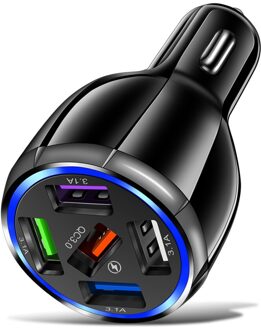 5 Poorten Usb Car Charger Quick Lading Qc 3.0 Voor Iphone 12 Pro Max 12 Xiaomi Mi 10 9 Samsung smartphone Charger Snelle Auto-Oplader zwart 5 Ports