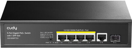 5-Port 10/100/1000 POE+ Switch with 1 SFP Port Switch