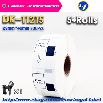 5 Refill Rolls Compatibel DK-11215 Label 29Mm * 42Mm 700Pcs Compatibel Voor Brother Label Printer QL-700/720 Wit Papier DK-1215 5Labels en 1houder