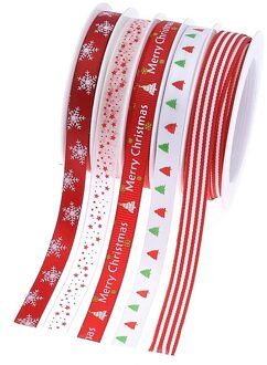 5 Roll Kerst Linten Satijnen Linten Cadeaupapier Diy Craft Voor Festival Decor Xmas Decoratie