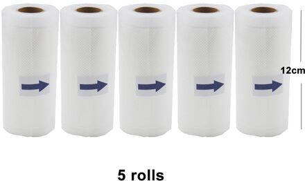 5 Rolls/2 Rollen Veel Keuken Voedsel Vacuümzak Opslag Tassen voor Vacuum Sealer Voedsel Houden 12 + 15 + 20 + 25 + 28cm * 500cm 12cm 5stk