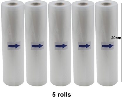 5 Rolls/2 Rollen Veel Keuken Voedsel Vacuümzak Opslag Tassen voor Vacuum Sealer Voedsel Houden 12 + 15 + 20 + 25 + 28cm * 500cm 20cm 5stk