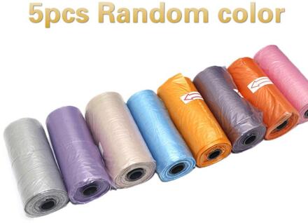 5 Rolls Afbreekbaar Huisdier Pick-Up Milieubescherming Vuilniszak Outdoor Hond Kat Schoonmaken Kak Tassen Prullenbak Opslag Schoon tas 5stk willekeurig kleur