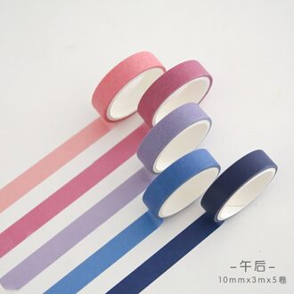 5 Rolls/Doos Van Effen Kleur Papier Tape Set Scrapbook Materiaal Decoratie Notebook Accessoires School Briefpapier Afternoon