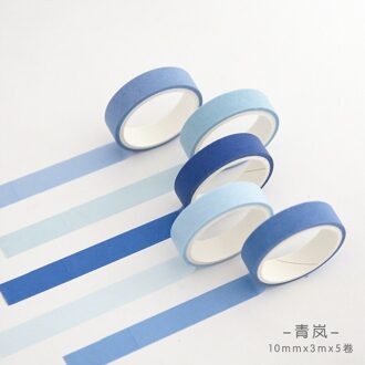 5 Rolls/Doos Van Effen Kleur Papier Tape Set Scrapbook Materiaal Decoratie Notebook Accessoires School Briefpapier Amius