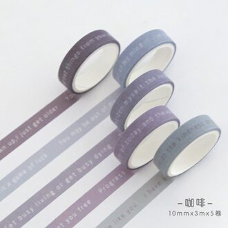 5 Rolls/Doos Van Effen Kleur Papier Tape Set Scrapbook Materiaal Decoratie Notebook Accessoires School Briefpapier koffie