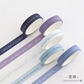 5 Rolls/Doos Van Effen Kleur Papier Tape Set Scrapbook Materiaal Decoratie Notebook Accessoires School Briefpapier Stars sunny
