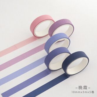 5 Rolls/Doos Van Effen Kleur Papier Tape Set Scrapbook Materiaal Decoratie Notebook Accessoires School Briefpapier Sunset glow