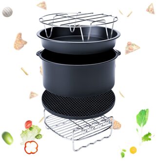 5-Set Lucht Friteuse Accessoires Voor Gowise Phillips Cozyna Fit 3.7-5.8QT Cake Vat Pan Rack Mat Kit DFDS889 6 duim