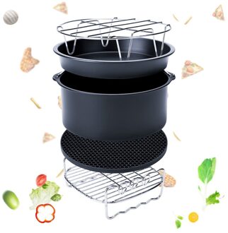 5-Set Lucht Friteuse Accessoires Voor Gowise Phillips Cozyna Fit 3.7-5.8QT Cake Vat Pan Rack Mat Kit DFDS889 7 duim