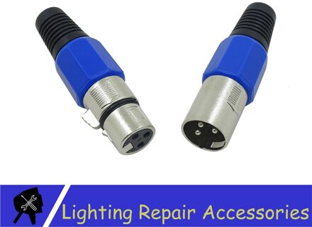 5 Sets 3-PIN XLR Metalen Connector Voor DMX Kabel Microfoon Kabel Blauw Audio Kabel Connector Stadium Licht Accessoires