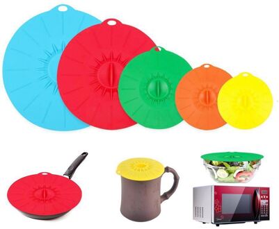 5 Sets Siliconen Magnetron Kom Cover Koken Pot Pan Deksel Cover-Silicone Voedsel Wrap Koken Gereedschap Keukengereedschap