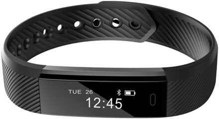 5 Snoep Kleuren Outdoor Fitness Tracker Running Wandelen Stappenteller Hartslagmeter Slimme Armband Gezondheid Slaap Activiteit Tracker zwart