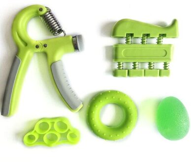 5 Soorten Grips Waaronder Vinger Kracht Grip Bal Grip Ring Oefening Workout Vinger Ontspanning Spier Fitness Set Groen