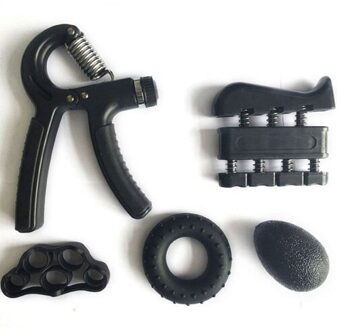 5 Soorten Grips Waaronder Vinger Kracht Grip Bal Grip Ring Oefening Workout Vinger Ontspanning Spier Fitness Set zwart