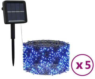 5 st Lichtslinger met 200 LED's solar binnen/buiten blauw Multikleur