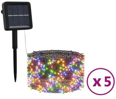 5 st Lichtslinger met 200 LED's solar binnen/buiten meerkleurig Multikleur