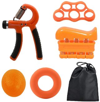 5 Stk/set Gym Fitness Verstelbare Hand Grip Set Vinger Onderarm Sterkte Spier Herstel Zware Hand Grijper Oefening Trainer Oranje