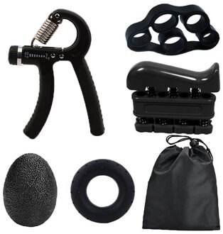 5 Stk/set Gym Fitness Verstelbare Hand Grip Set Vinger Onderarm Sterkte Spier Herstel Zware Hand Grijper Oefening Trainer zwart