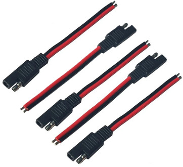 5 STKS 15 CM SAE 2 Pin Quick Connector Disconnect Plug 14AWG SAE Verlengkabel Kabelboom voor Motorfiets Generator Zonnepaneel zwart