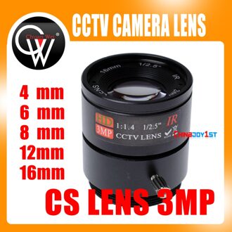 5 stks 3MP 4mm/6mm/8mm/12mm/16mm CS Lens 1/2. 5 ''F1.4 CS Vaste IR 3.0 Megapixel CCTV Lens Voor IR 720 P/1080 P Cctv Camera